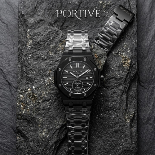 Portive Mens Watch Stylish Chronograph Design With Comfortable Strap Non Waterproof Without Box | Black