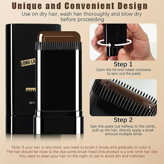 Water And Sweat Proof Hair Comb Dye Long Lasting Easy To Use Safe And Effective Hair Coloring Solution - Black